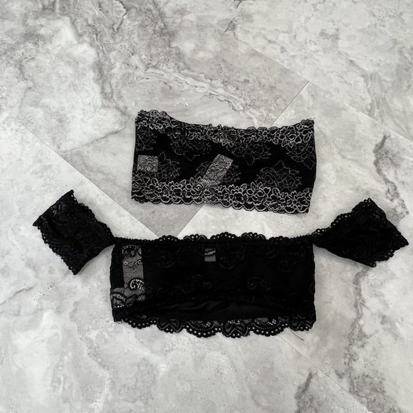 Lot Of 2‎ Francesca's Women's Black Size Small Lace Layer Bra Bralettes - Picture 2 of 4